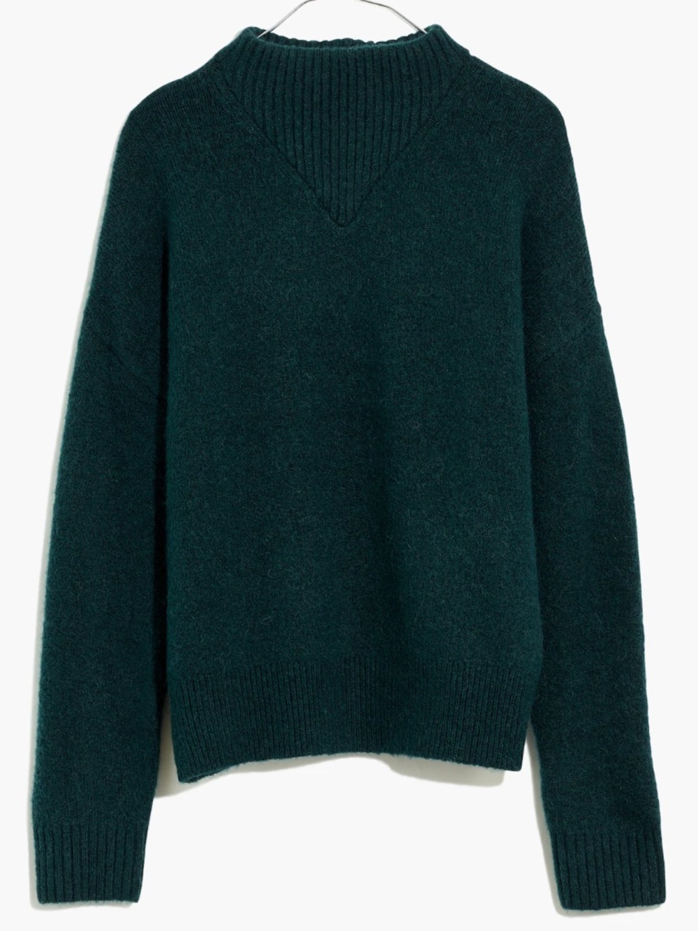 Madewell Dillon Mockneck Pullover Sweater XL Heather Spruce Wool Alpaca